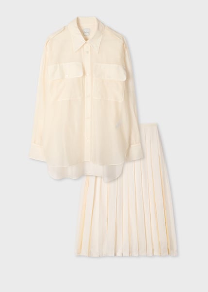 Paul Smith Women's Ecru Cotton-Silk Organza Shirt and Skirt Co-ord