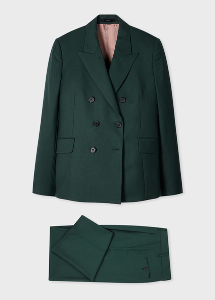 Paul Smith Women’s A Suit To Travel In - Dark Green Double Breasted and Pleated Trousers Suit