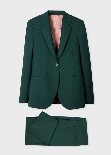 Paul Smith Women’s A Suit To Travel In - Dark Green Two-Piece Two-Button and Pleated Trousers Suit