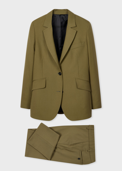 Paul Smith Women's Olive Wool Hopsack Two-Piece Suit